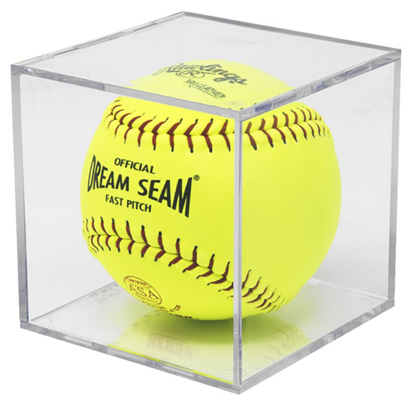NEW SOFTBALL SQUARE DISPLAY CASE CUBE HOLDER with STAND for an 11" Softball 